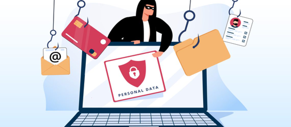 Hacker and Cyber criminals phishing stealing private personal data, user login, password, document, email and credit card. Phishing and fraud, online scam and steal. Hacker sitting at the desktop